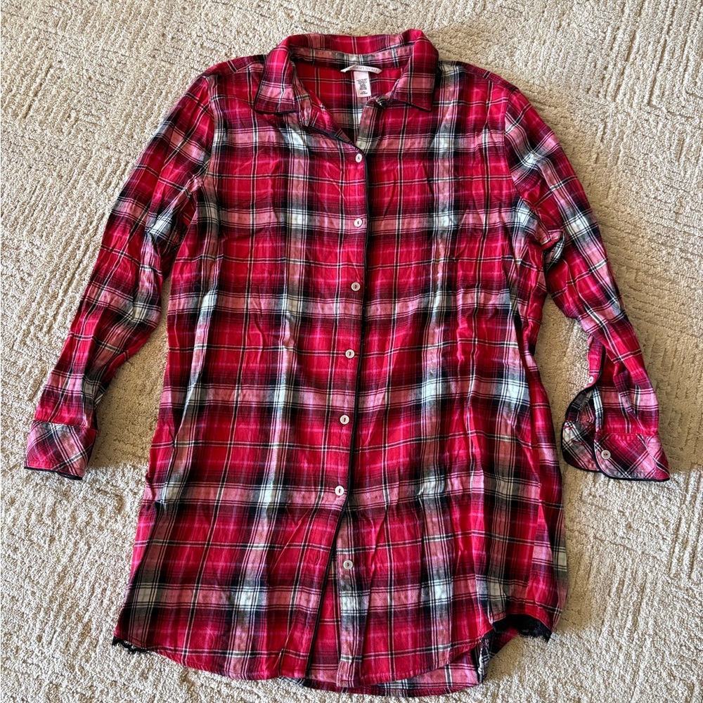 Victoria's Secret Red and Black Pajama Shirt
